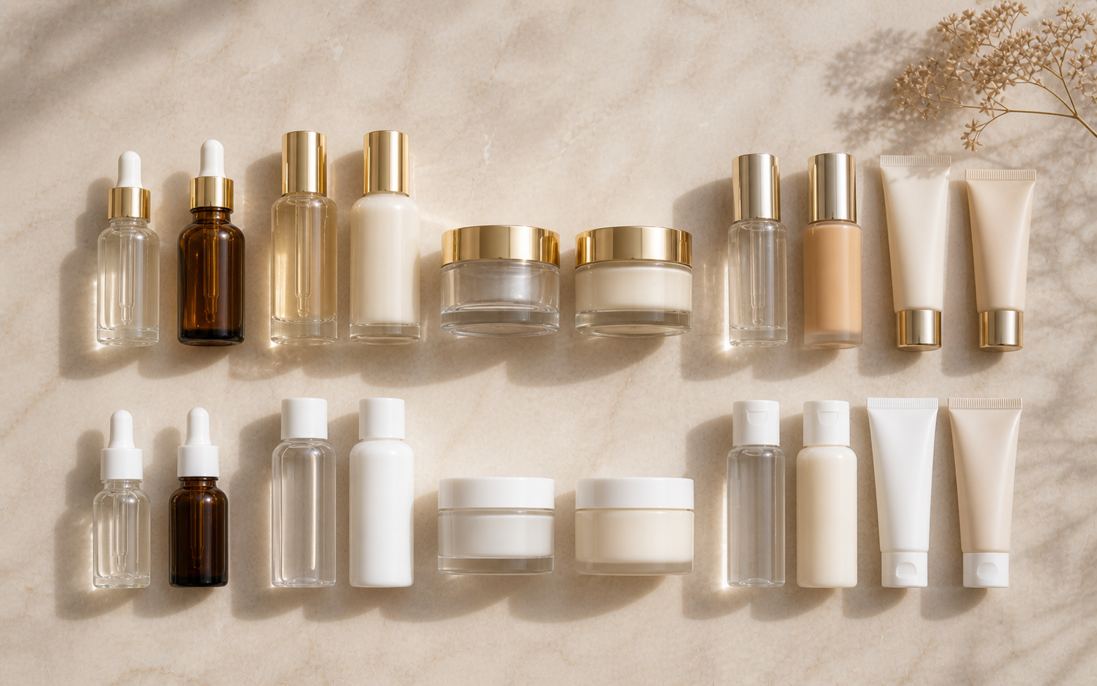 Drugstore and luxury beauty products placed side by side for honest comparison